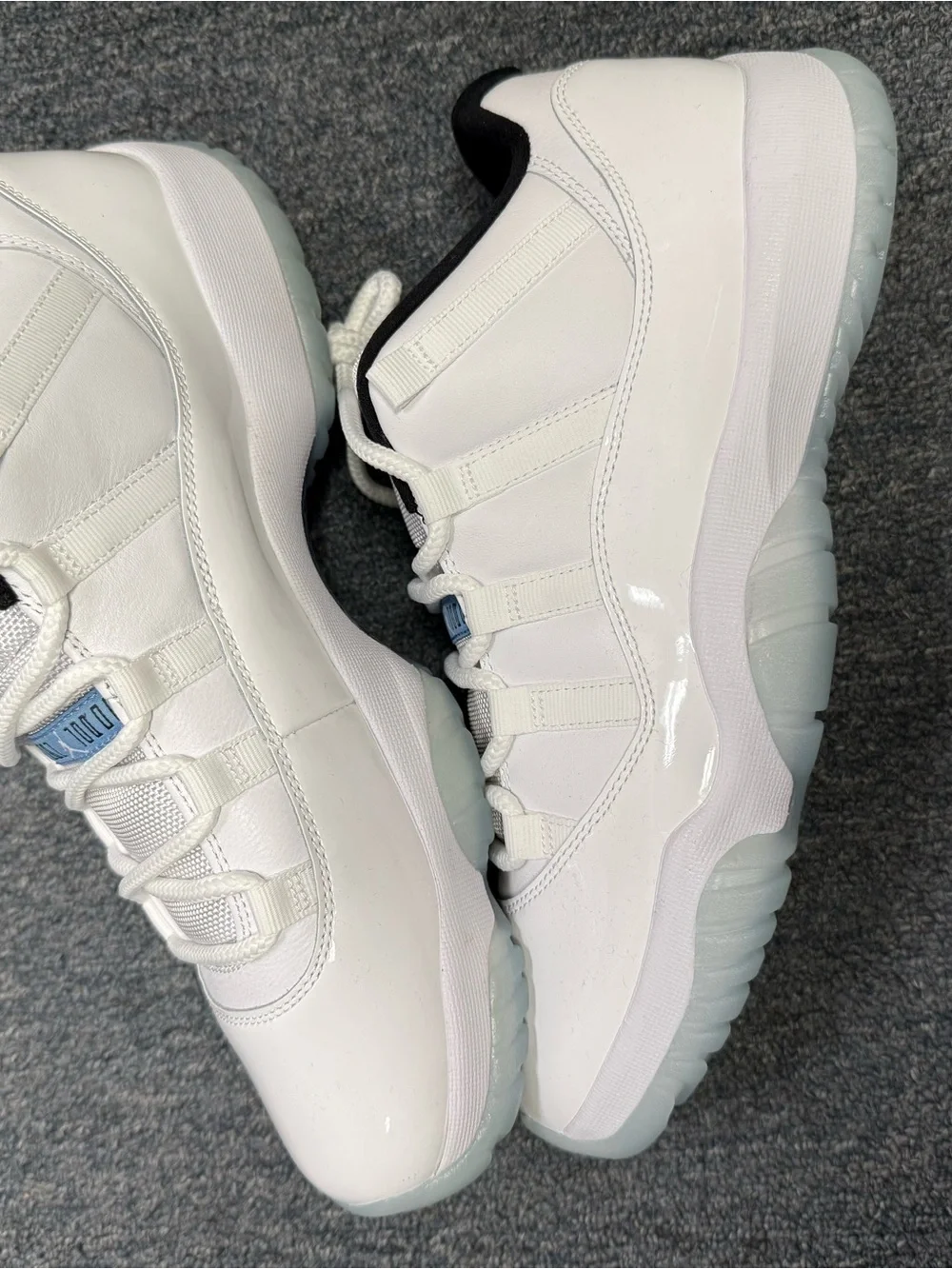Jordan Men's White and Black Athletic Shoes with Ice Blue Accents - Picture 5 of 10